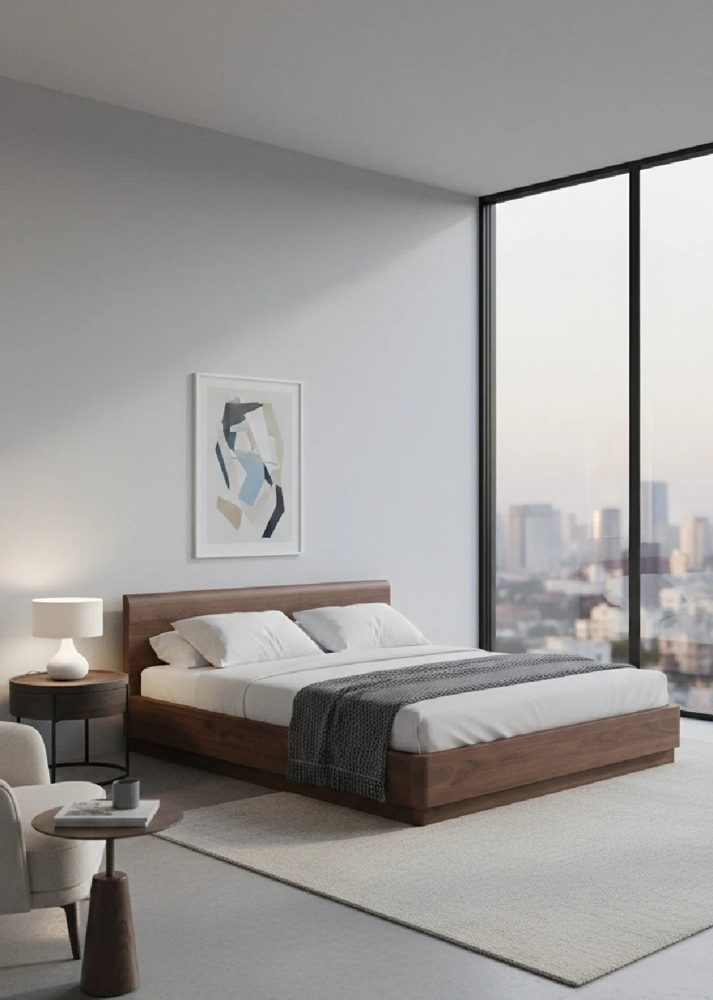 Luxury Modern Walnut Bed European Style for Villa
