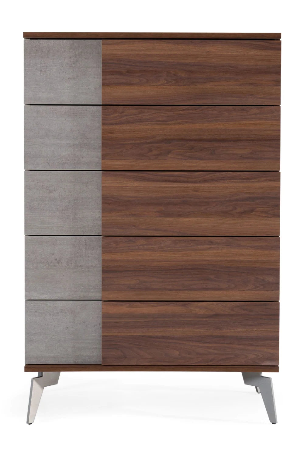 Luxury Modern Walnut Concrete 5-Drawer Chest European Style for Villa