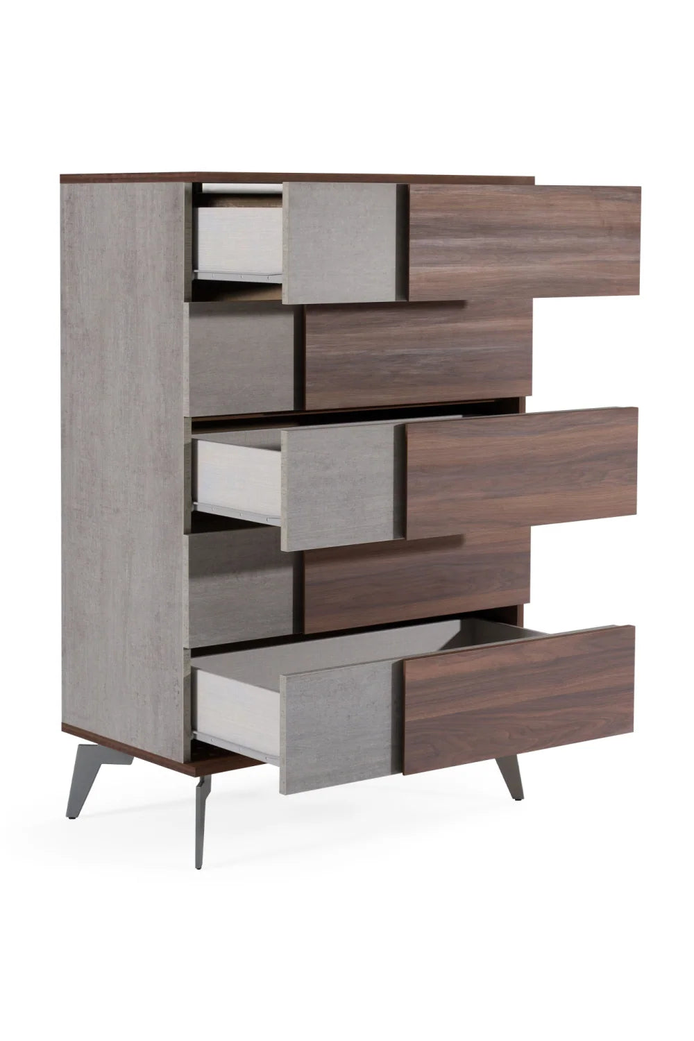 Luxury Modern Walnut Concrete 5-Drawer Chest European Style for Villa