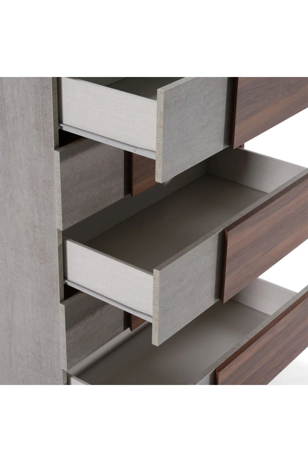 Luxury Modern Walnut Concrete 5-Drawer Chest European Style for Villa