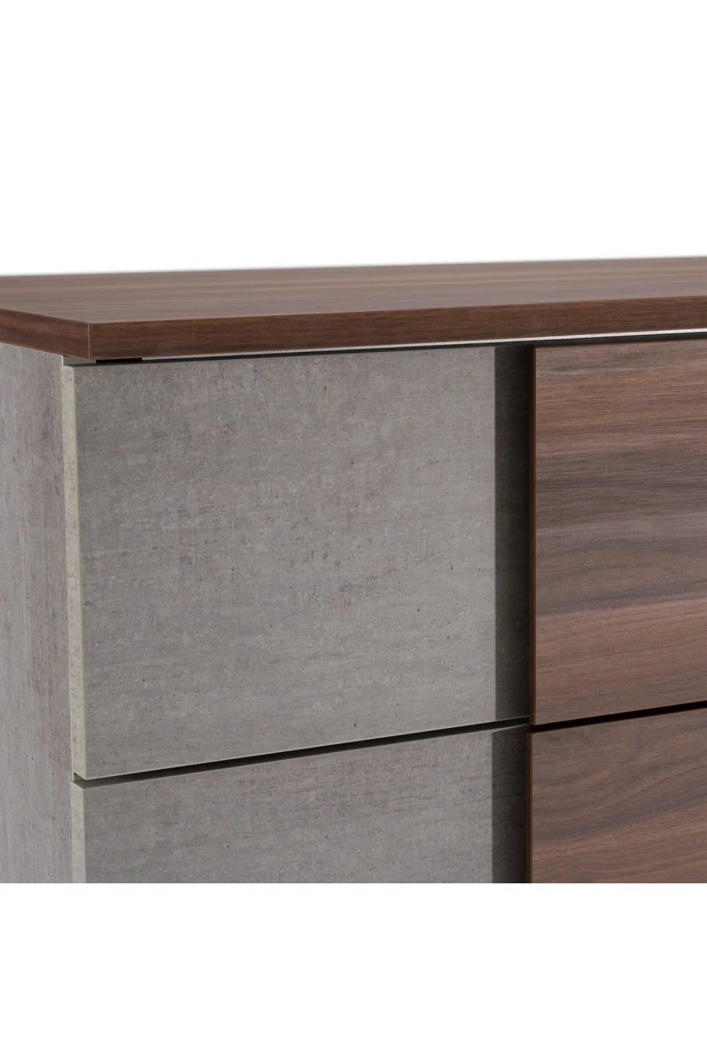 Luxury Modern Walnut Concrete 5-Drawer Chest European Style for Villa