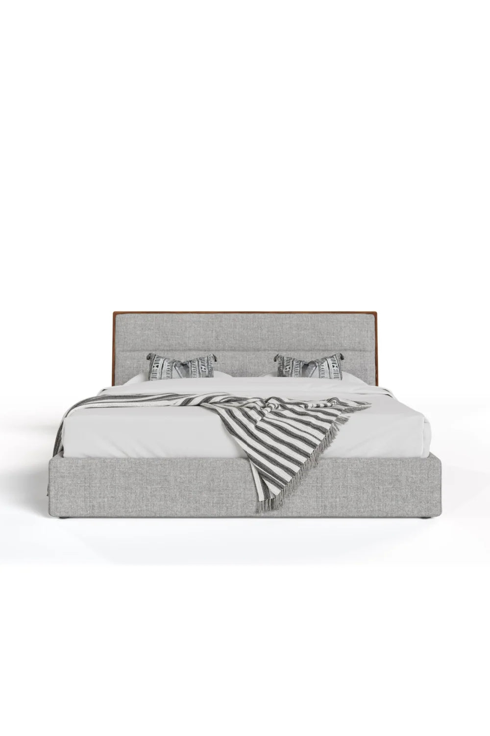 Luxury Modern Walnut Fabric Bed European Style for Villa