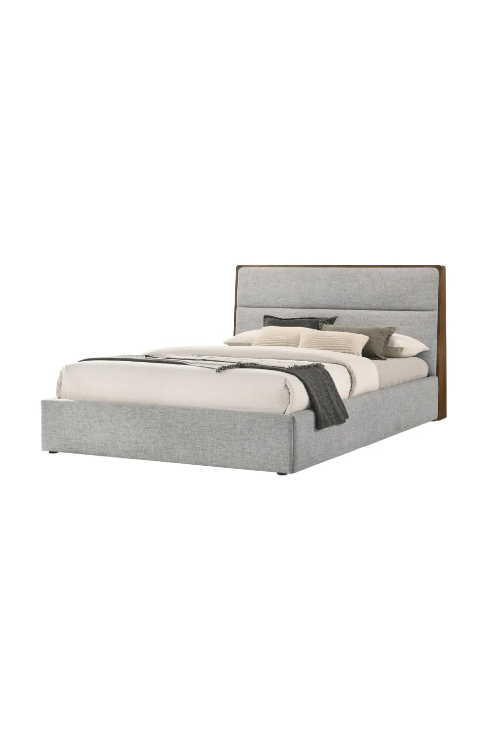 Luxury Modern Walnut Fabric Bed European Style for Villa