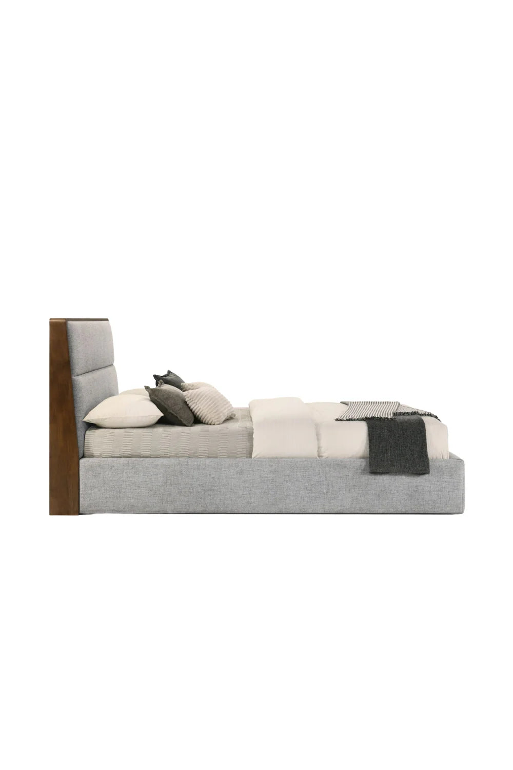 Luxury Modern Walnut Fabric Bed European Style for Villa