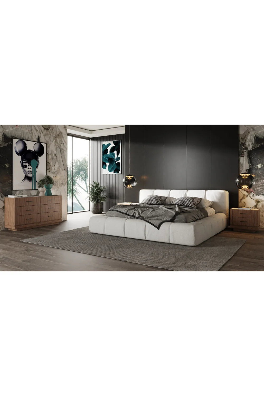 Luxury Modern Walnut Six Drawer Dresser European Style for Villa