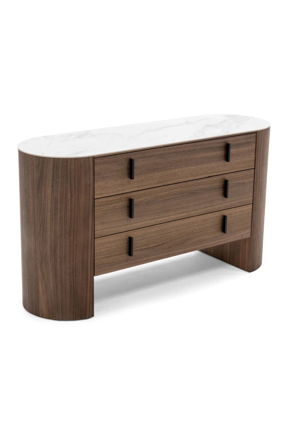 Luxury Modern Walnut Veneer 3-Drawer Dresser European Style for Villa