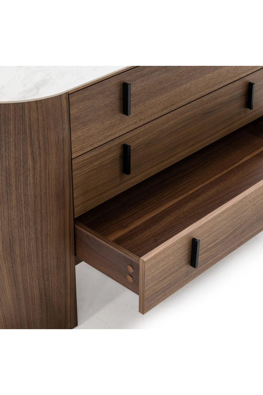 Luxury Modern Walnut Veneer 3-Drawer Dresser European Style for Villa