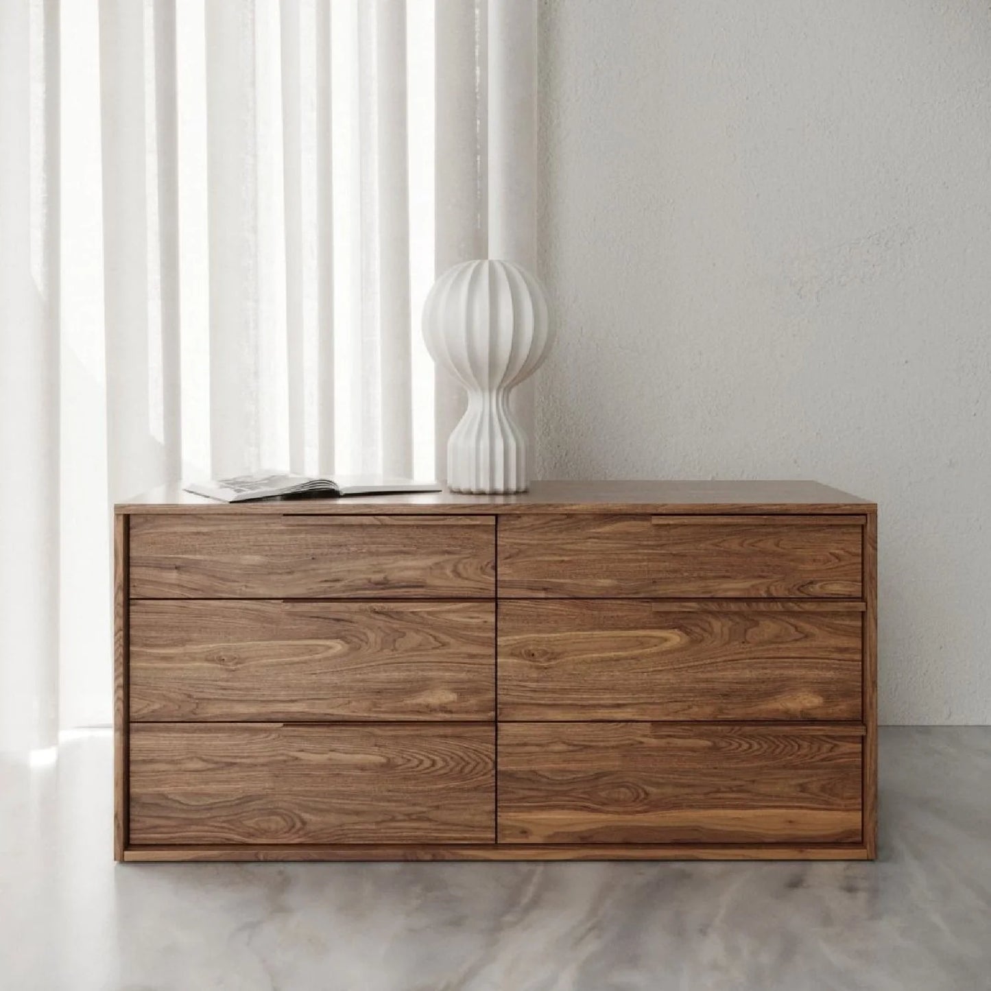 Luxury Modern Walnut Veneer Dresser European Style for Villa