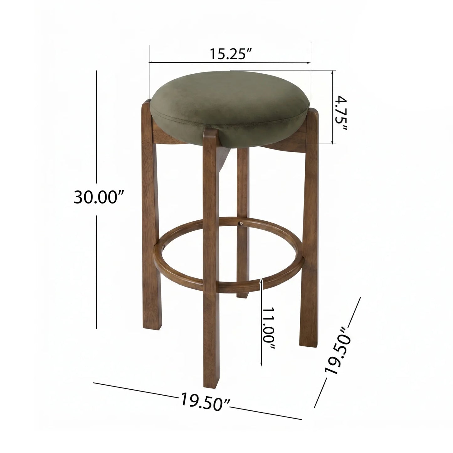 Luxury Modern Walnut Wood Bar Stool European Style for Villa