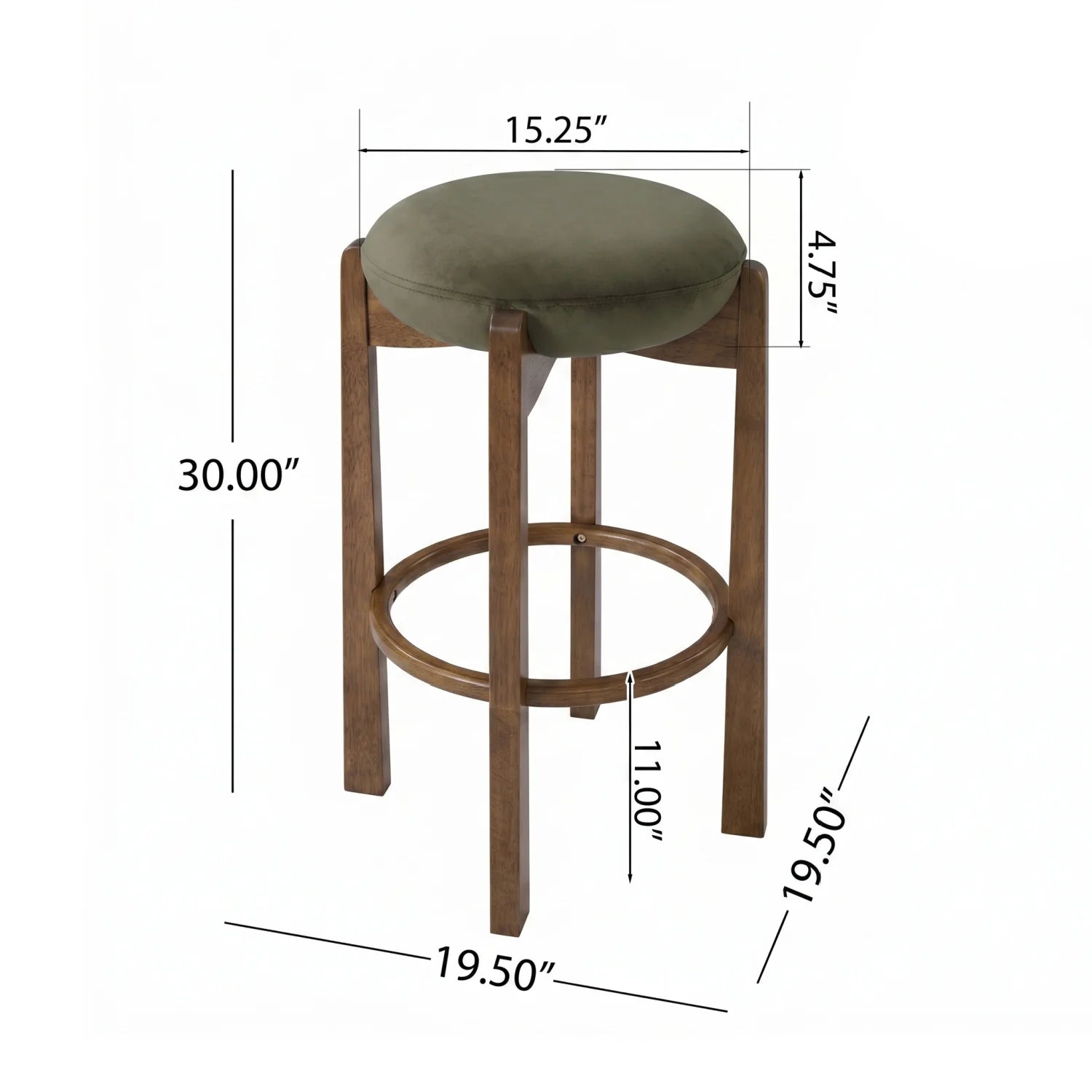 Luxury Modern Walnut Wood Bar Stool European Style for Villa