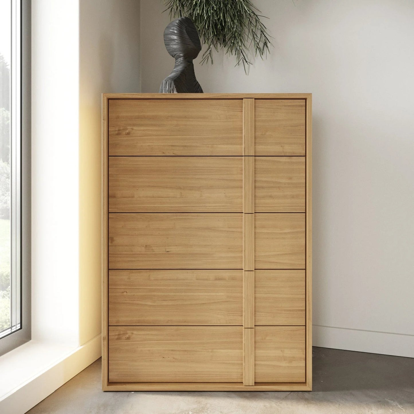 Luxury Modern Warm Oak 5-Drawer Chest European Style for Villa