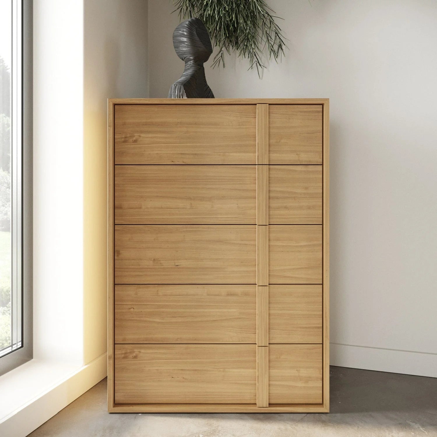 Luxury Modern Warm Oak 5-Drawer Chest European Style for Villa