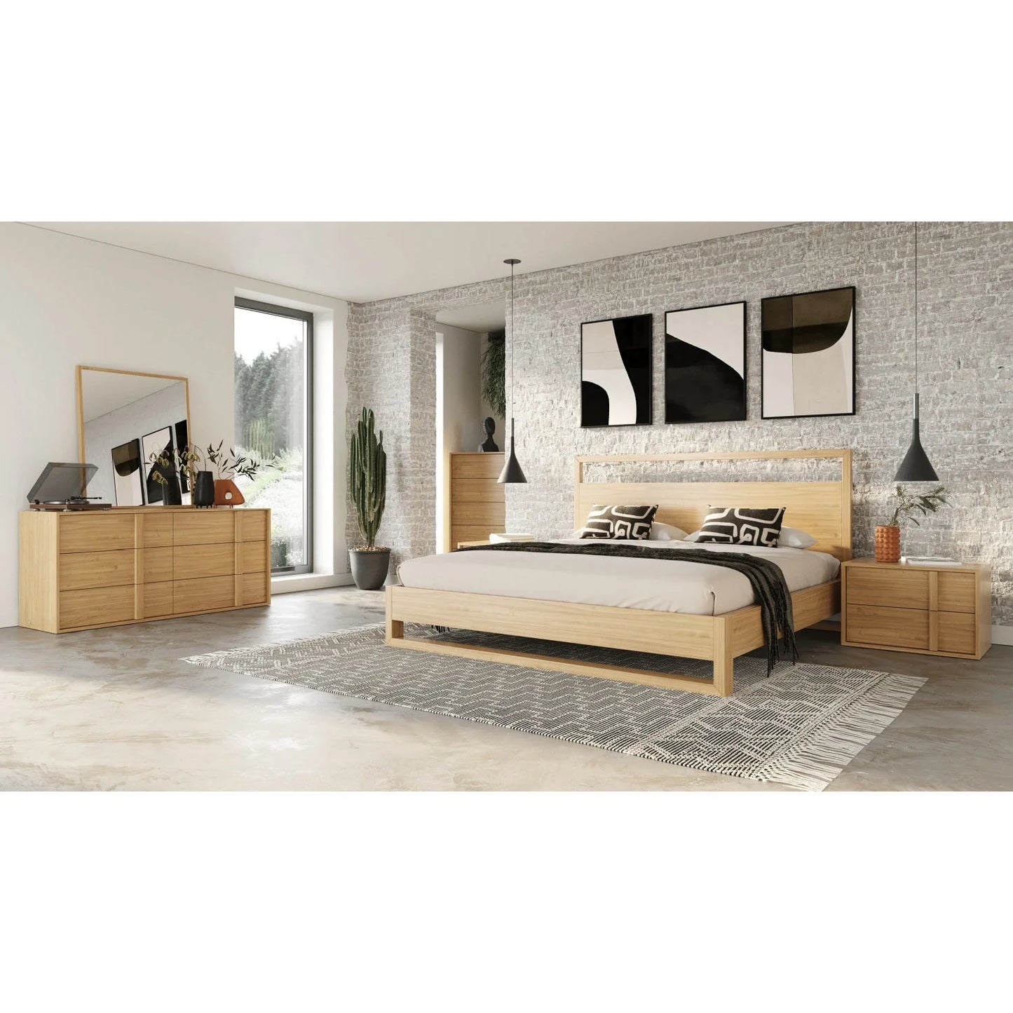 Luxury Modern Warm Oak 5-Drawer Chest European Style for Villa
