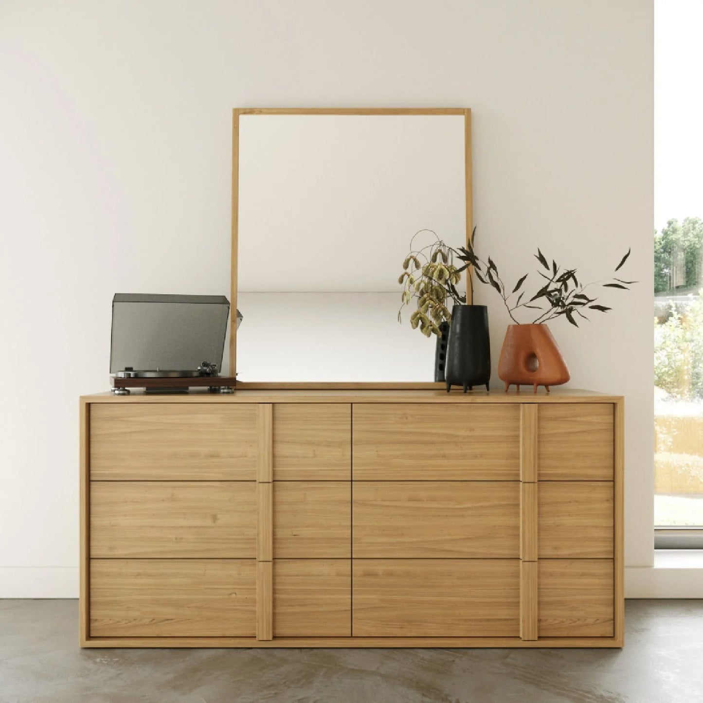 Luxury Modern Warm Oak 5-Drawer Dresser European Style for Villa