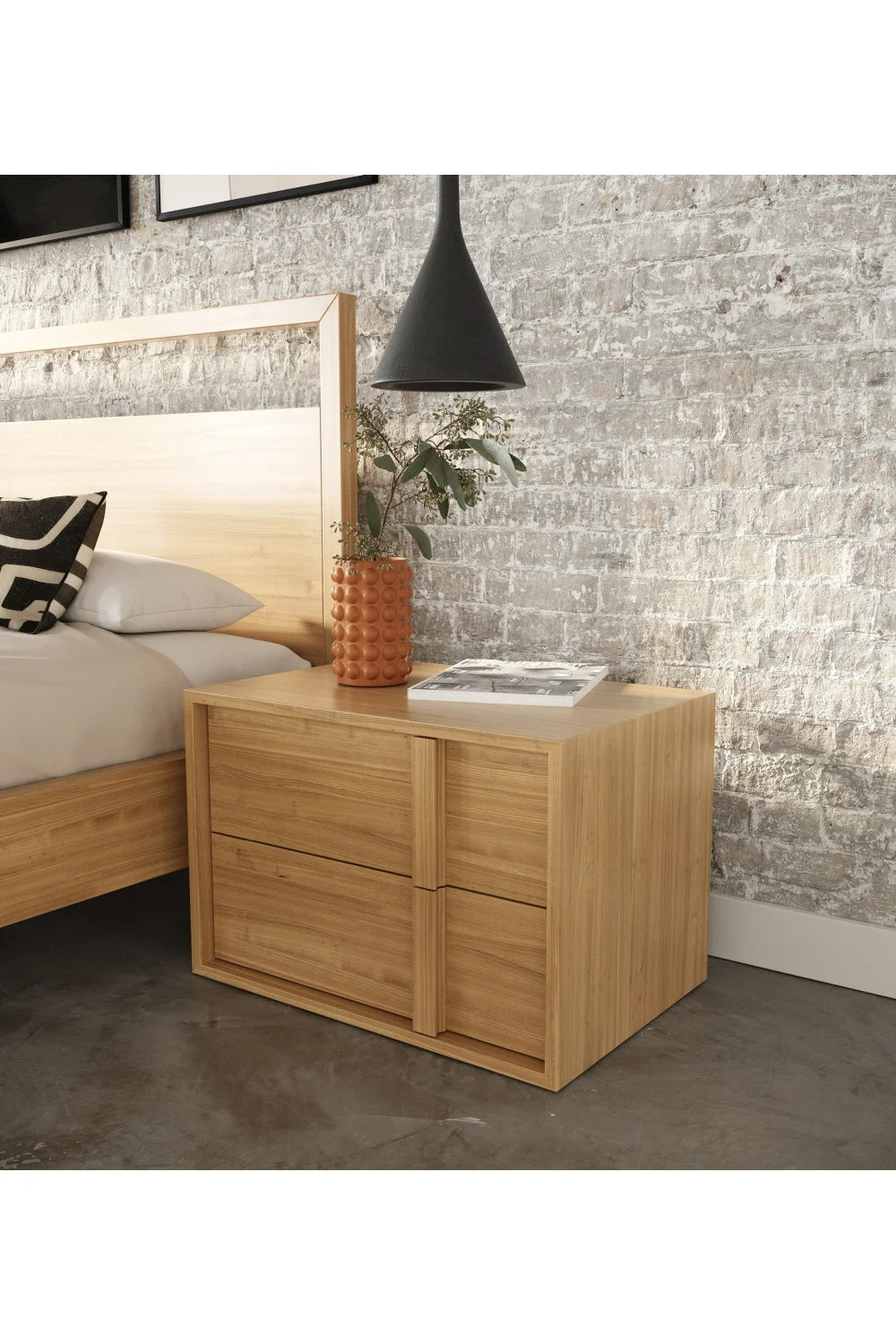 Luxury Modern Warm Oak Nightstand European Style for Villa