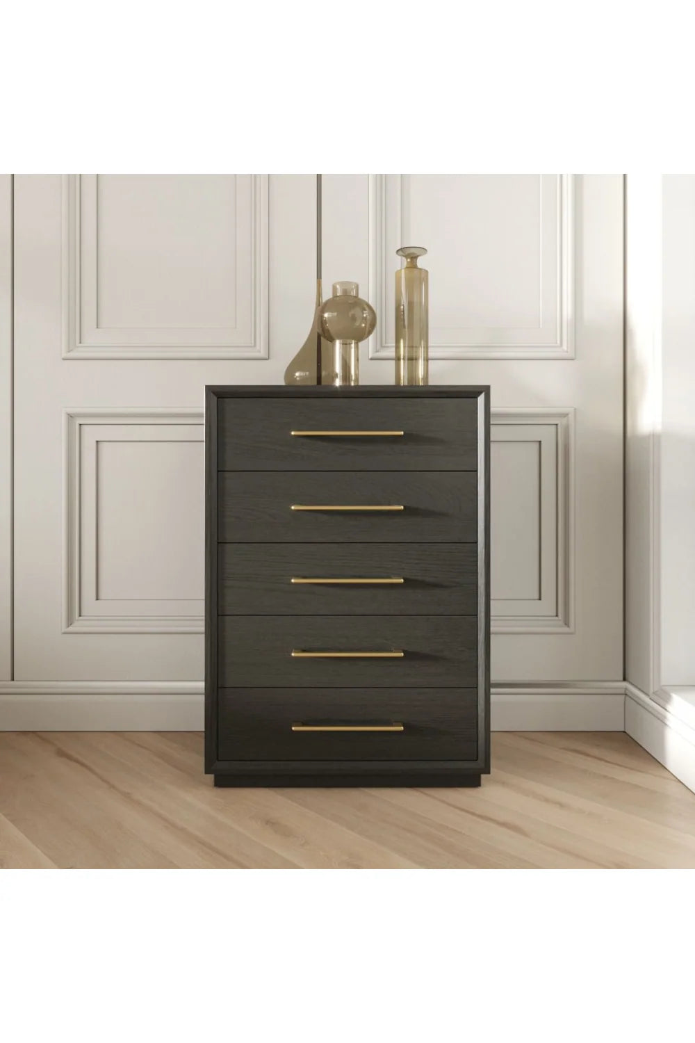 Luxury Modern Wash Gray 5-Drawer Chest European Style for Villa