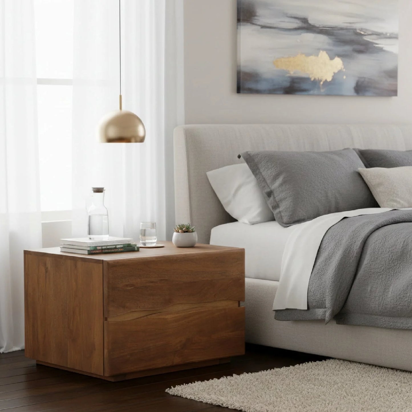 Luxury Modern Watson 2-Drawer Nightstand European Style for Villa