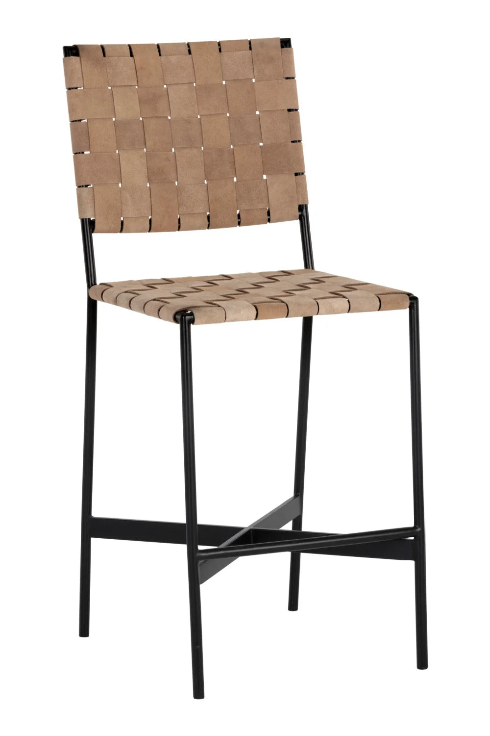 Luxury Modern Weaved Suede Leather Counter Stool European Style for Villa