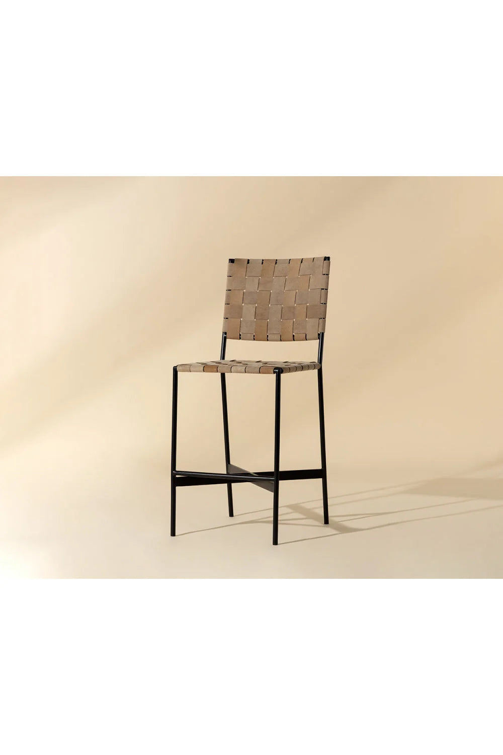 Luxury Modern Weaved Suede Leather Counter Stool European Style for Villa