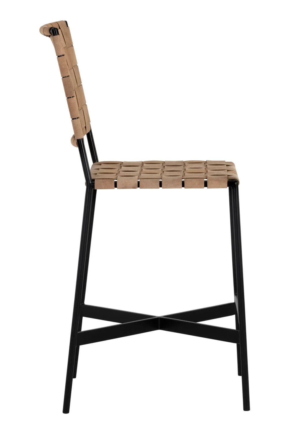 Luxury Modern Weaved Suede Leather Counter Stool European Style for Villa