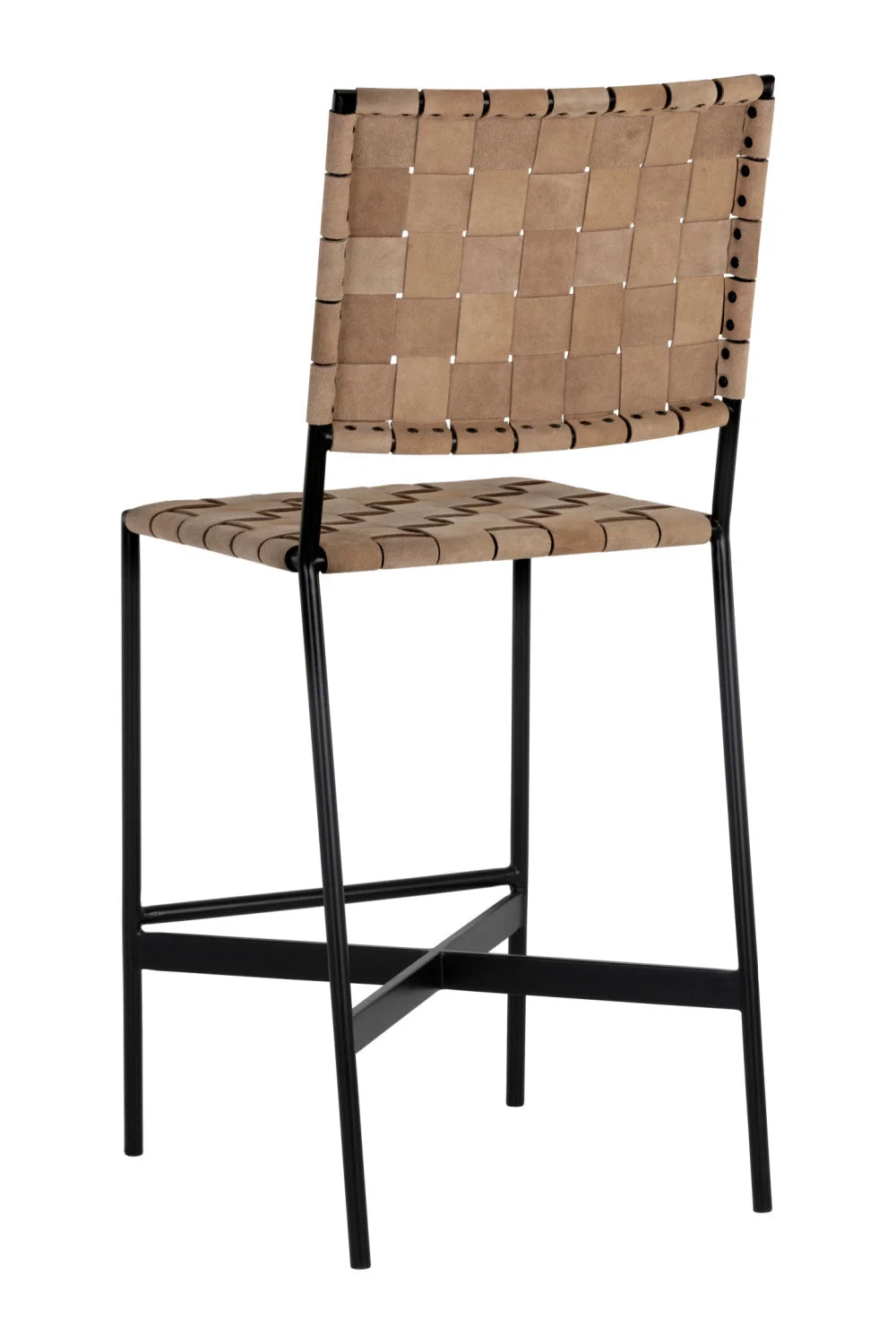 Luxury Modern Weaved Suede Leather Counter Stool European Style for Villa