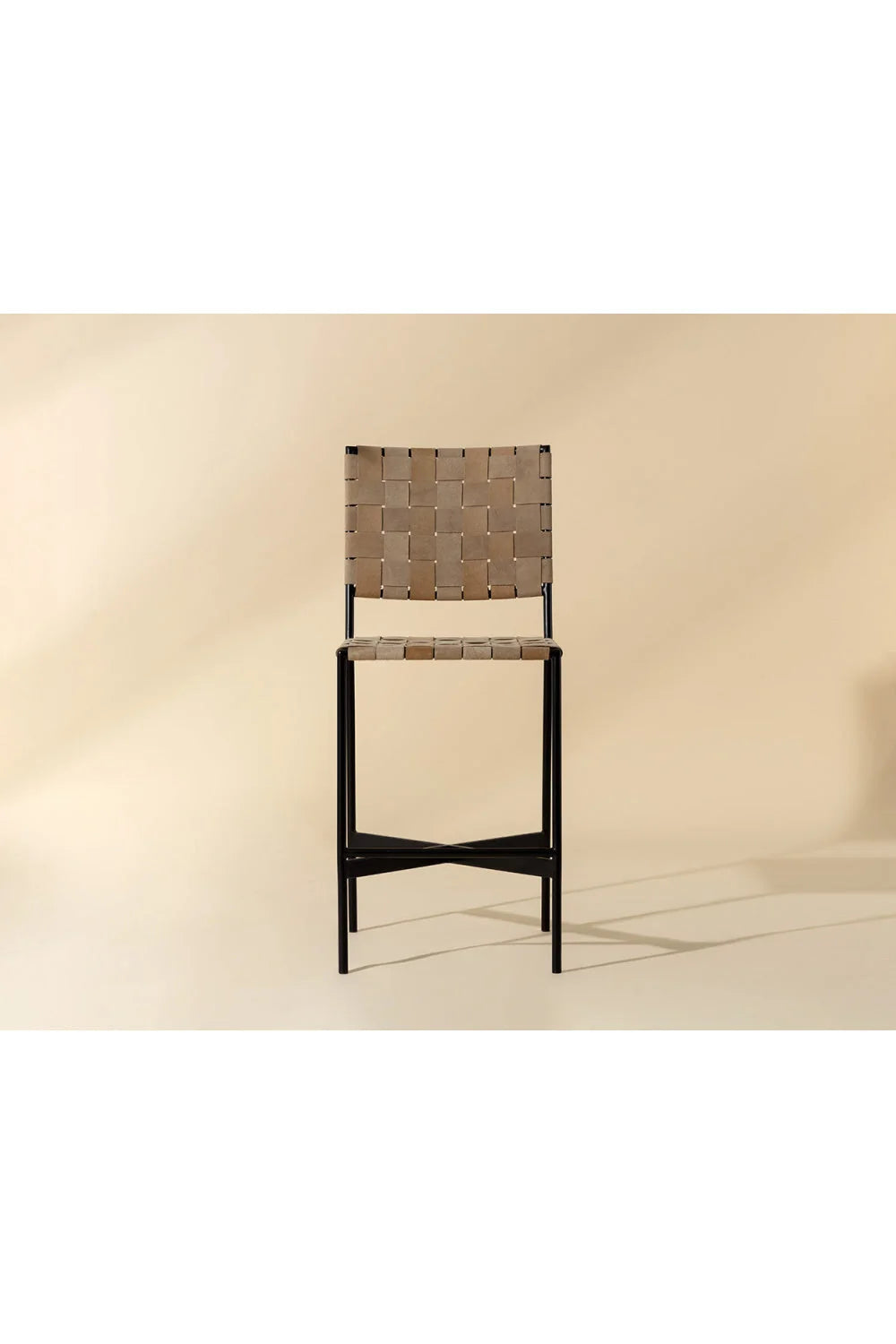 Luxury Modern Weaved Suede Leather Counter Stool European Style for Villa