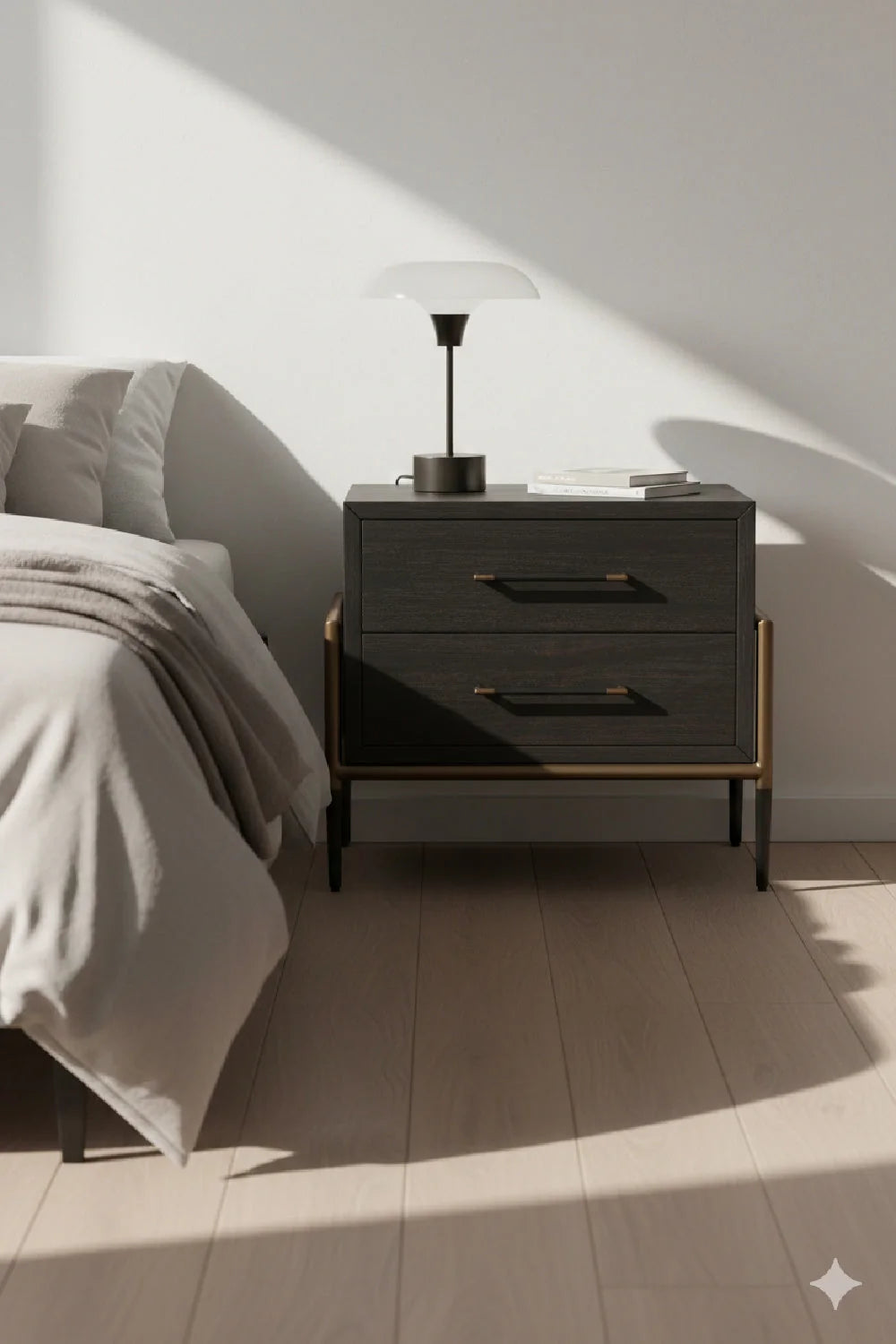 Luxury Modern Weldrick 2-Drawer Nightstand European Style for Villa