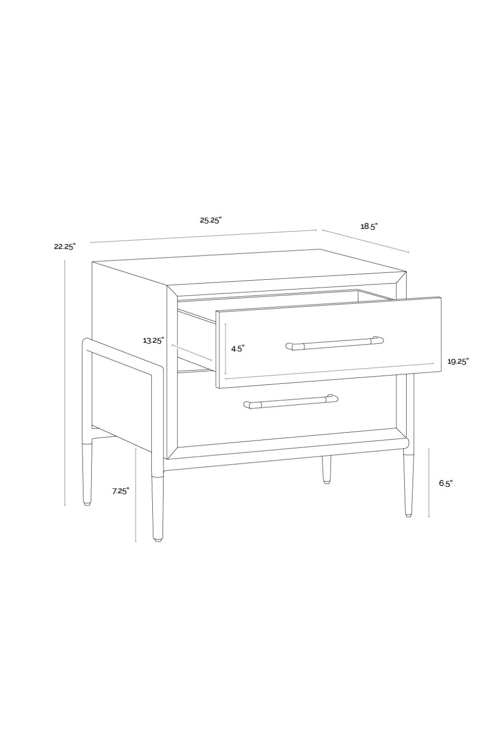 Luxury Modern Weldrick 2-Drawer Nightstand European Style for Villa