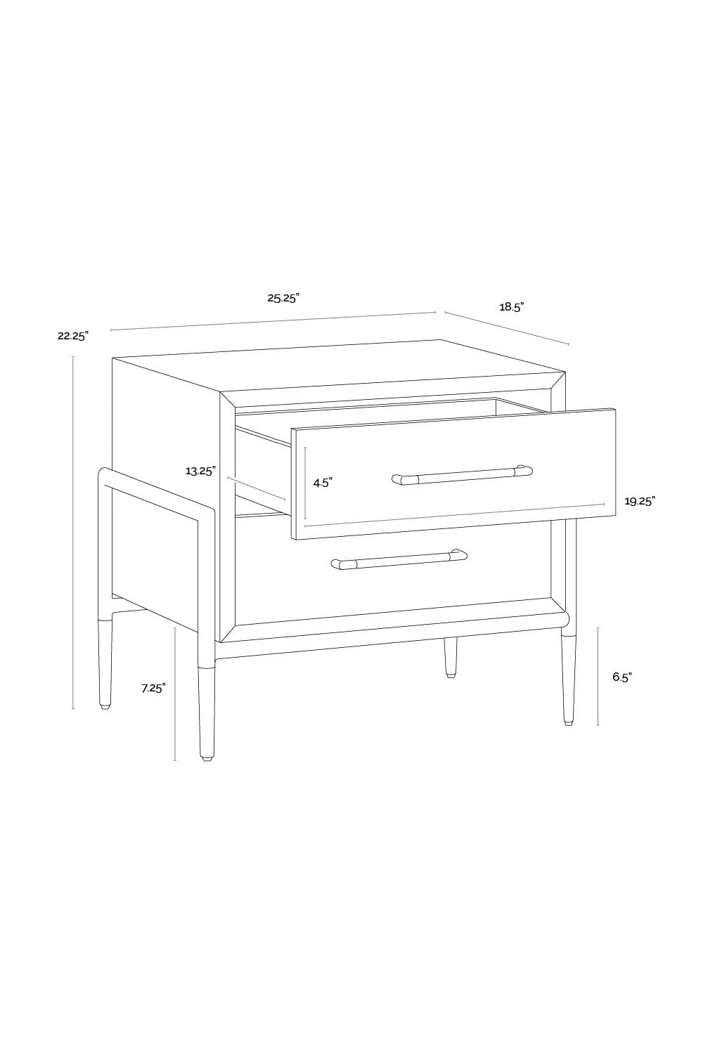 Luxury Modern Weldrick 2-Drawer Nightstand European Style for Villa