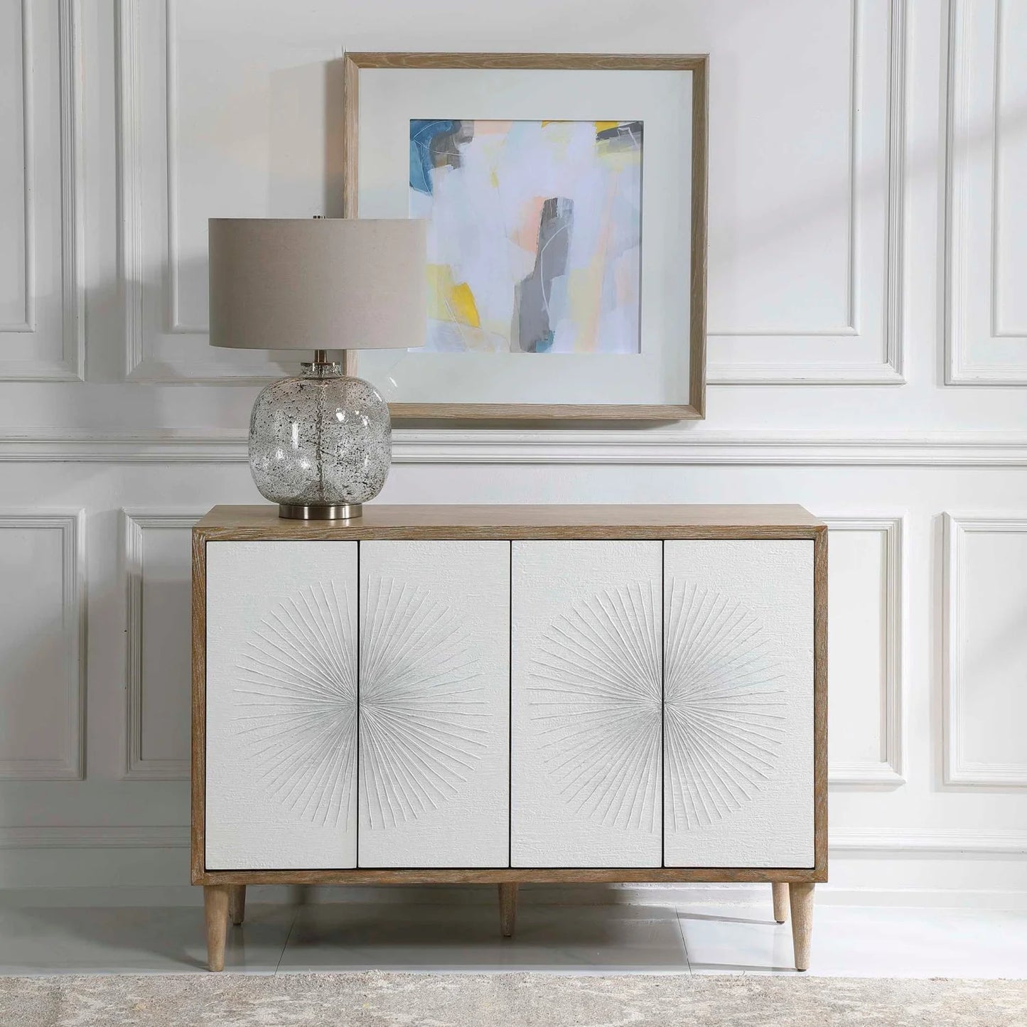 Luxury Modern White 4-Door Cabinet European Style for Villa