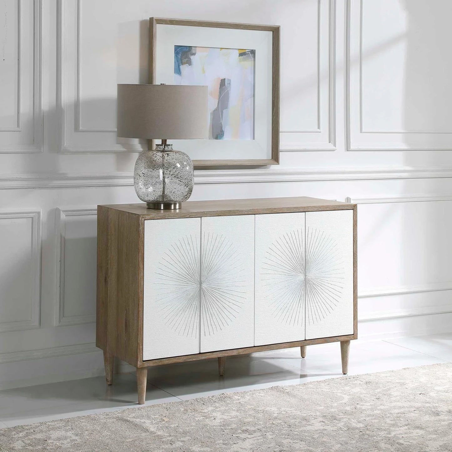 Luxury Modern White 4-Door Cabinet European Style for Villa