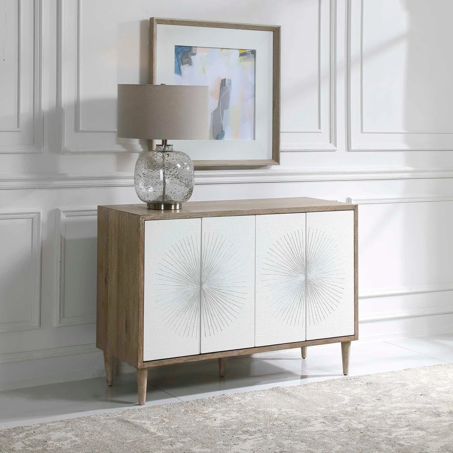 Luxury Modern White 4-Door Cabinet European Style for Villa
