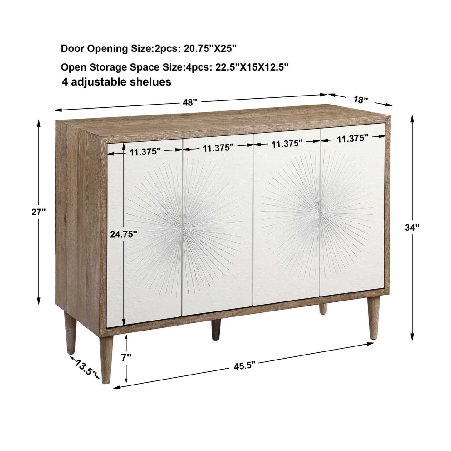 Luxury Modern White 4-Door Cabinet European Style for Villa