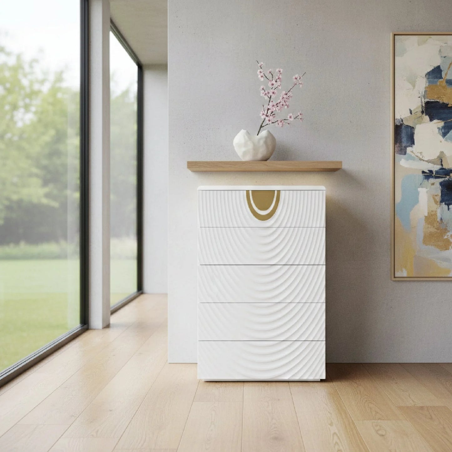 Luxury Modern White 5-Drawer Chest European Style for Villa