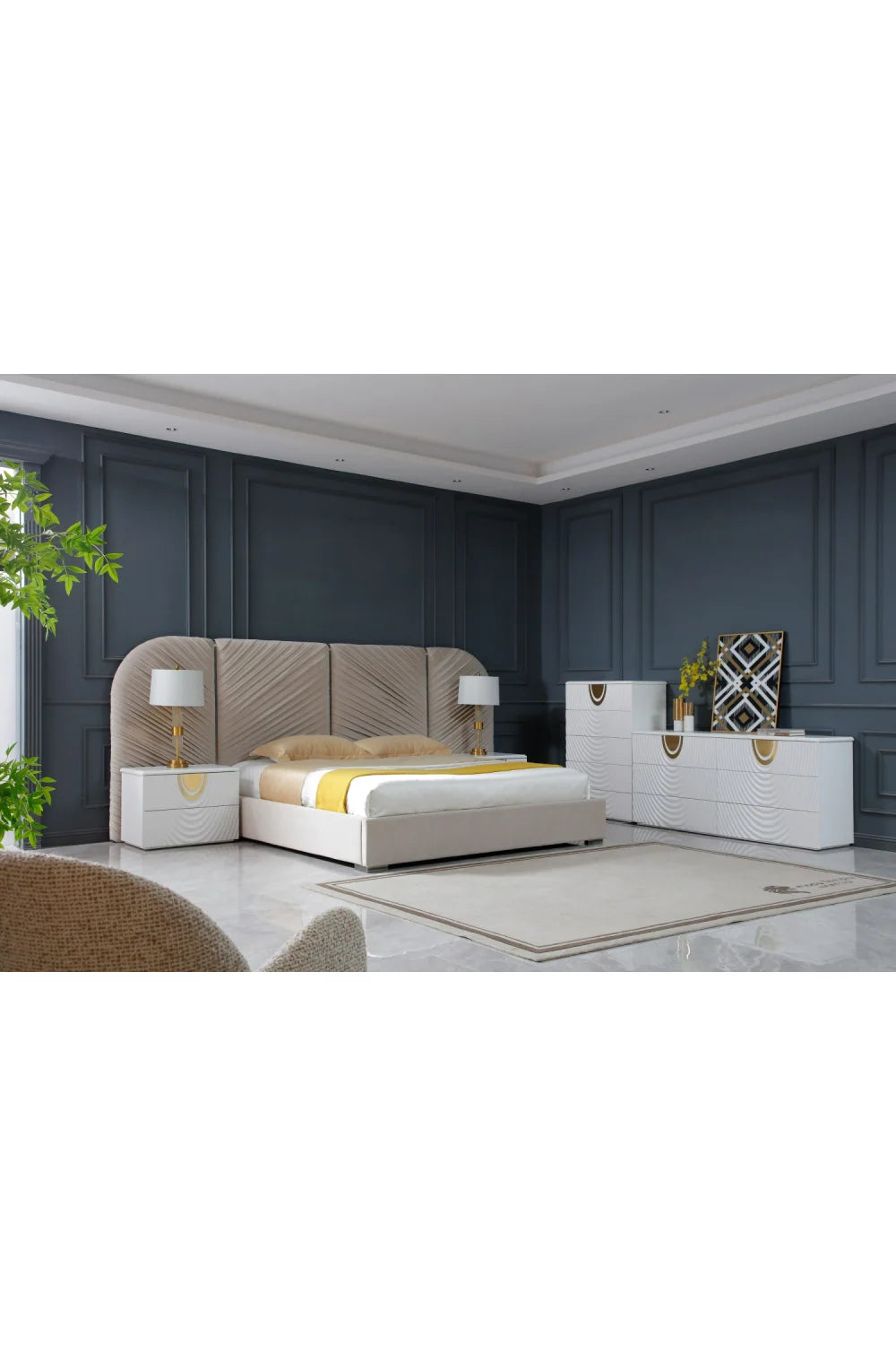 Luxury Modern White 5-Drawer Chest European Style for Villa