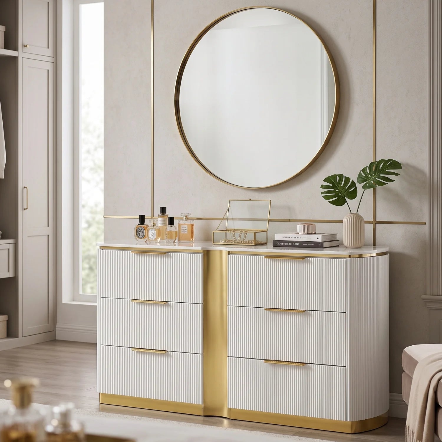 Luxury Modern White 6-Drawer Dresser European Style for Villa