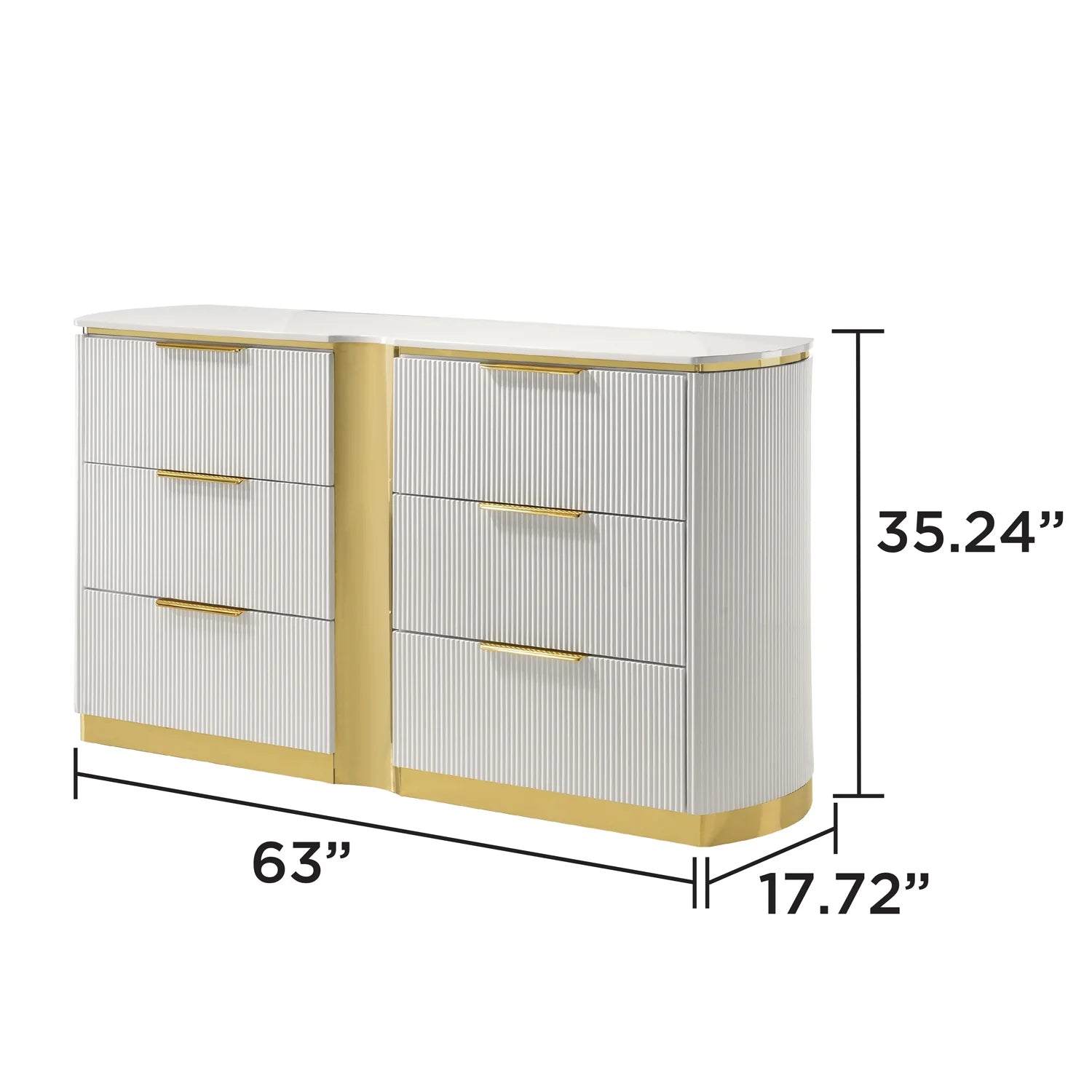 Luxury Modern White 6-Drawer Dresser European Style for Villa