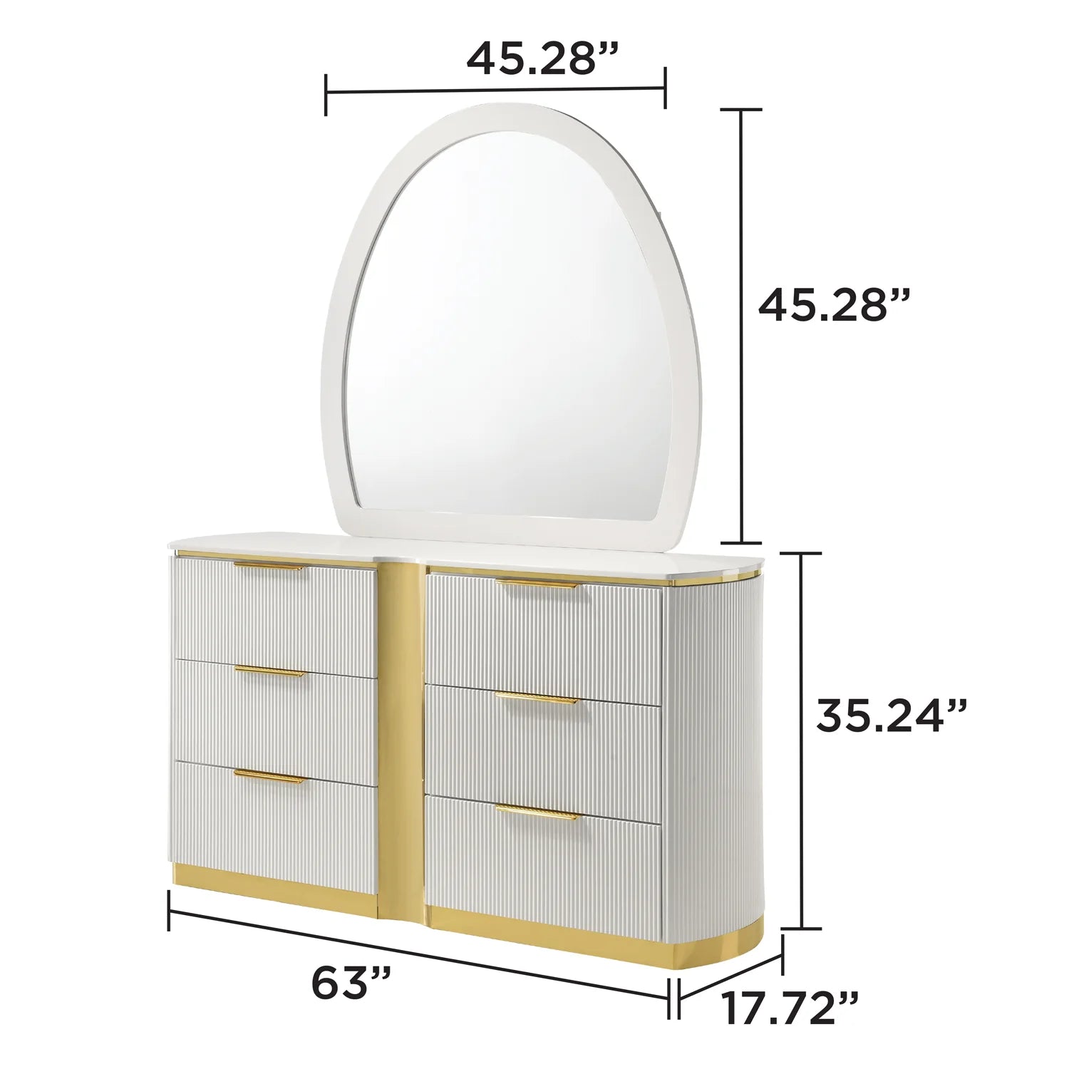 Luxury Modern White 6-Drawer Dresser European Style for Villa