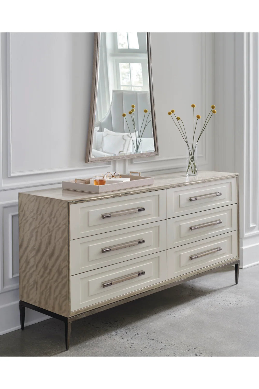 Luxury Modern White Ceramic 6-Drawer Dresser European Style for Villa