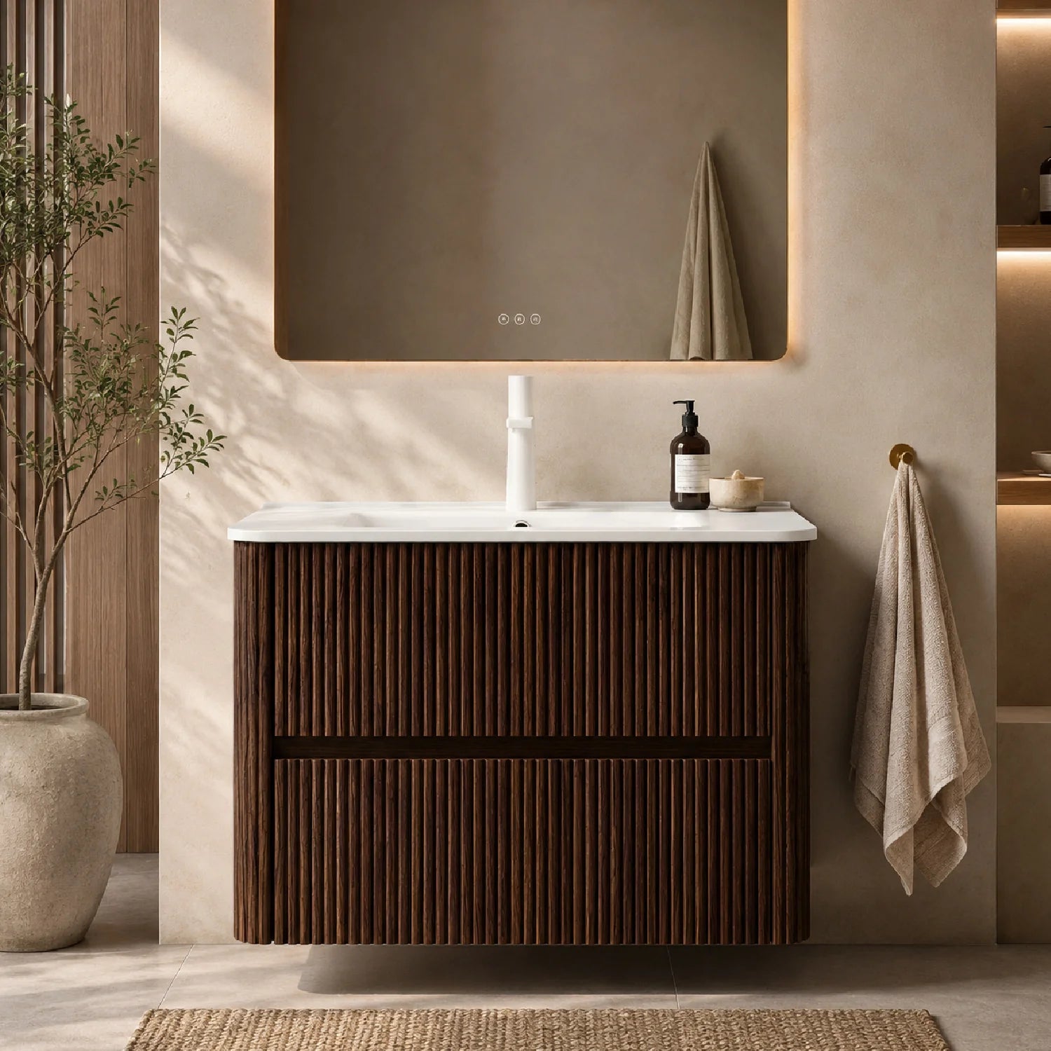 Luxury Modern White Ceramic Bathroom Vanity European Style for Villa