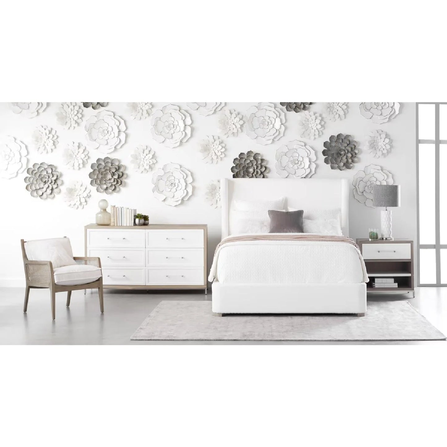 Luxury Modern White Fabric Bed European Style for Villa