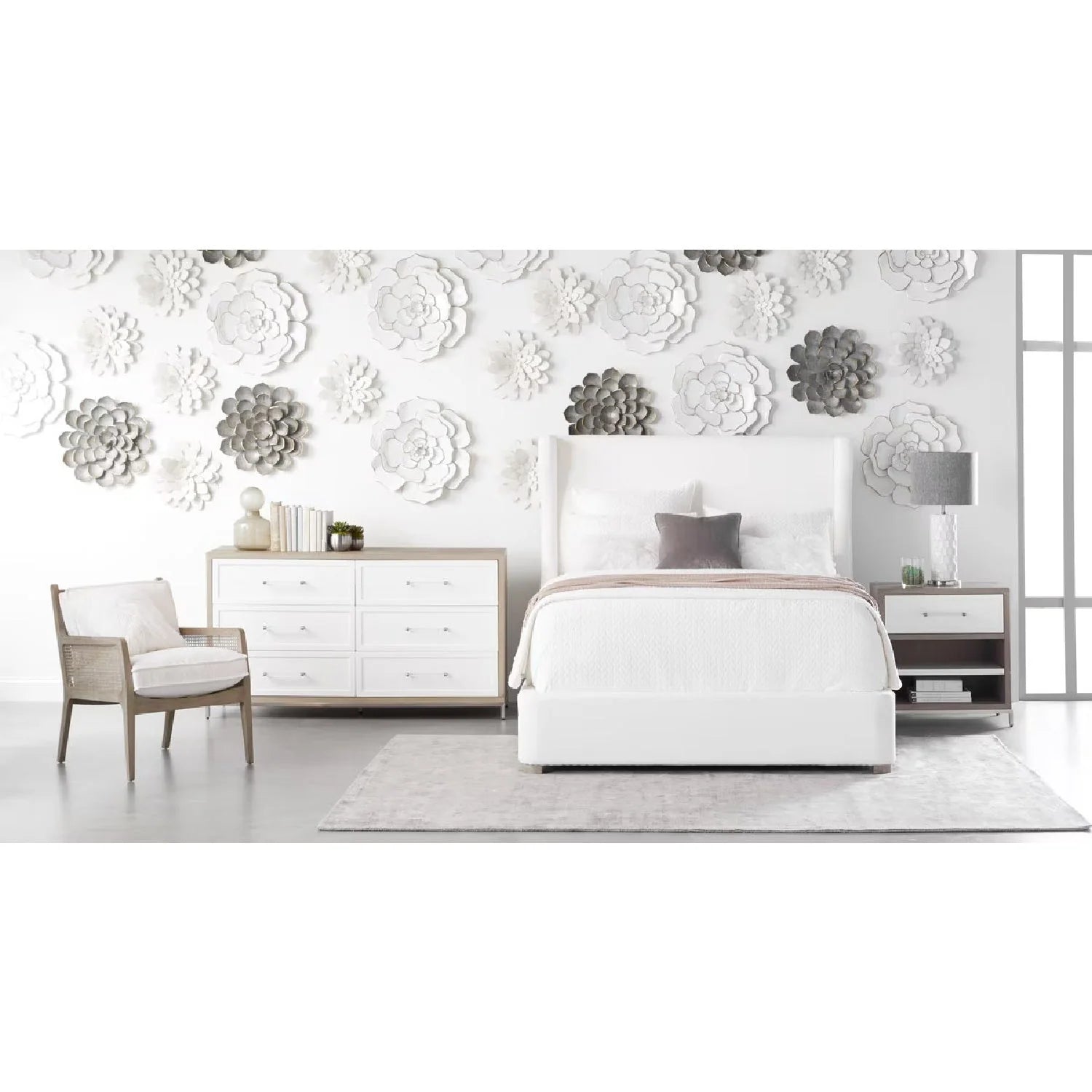 Luxury Modern White Fabric Bed European Style for Villa