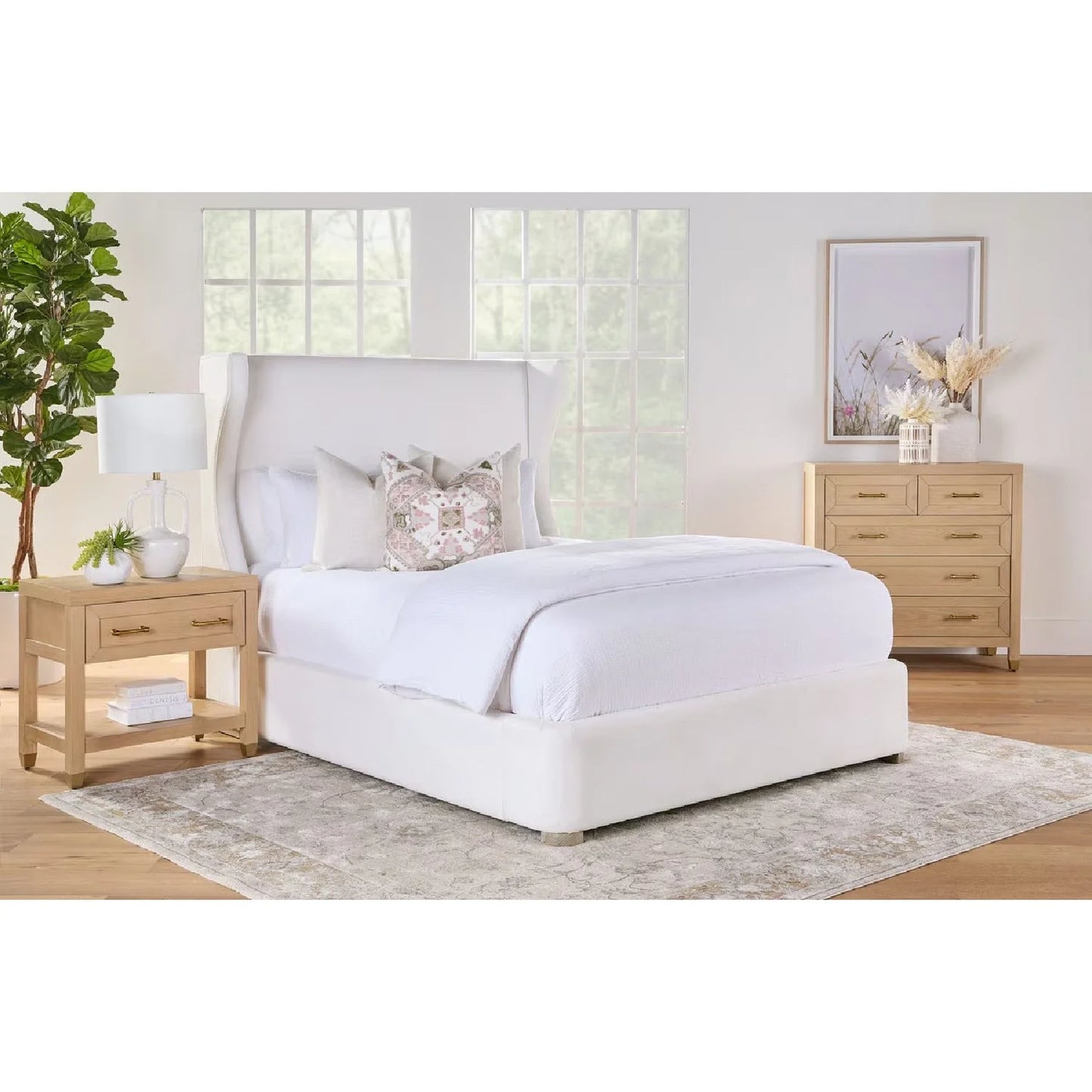 Luxury Modern White Fabric Bed European Style for Villa