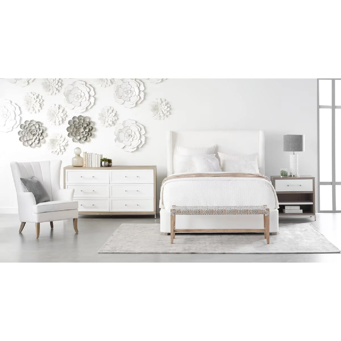 Luxury Modern White Fabric Bed European Style for Villa