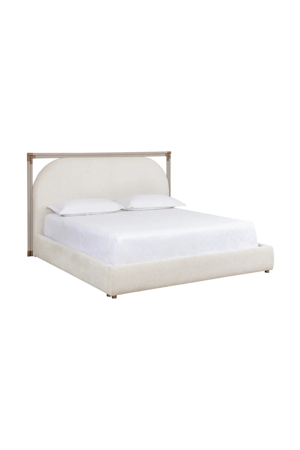 Luxury Modern White Fabric Tubular King Bed European Style for Villa