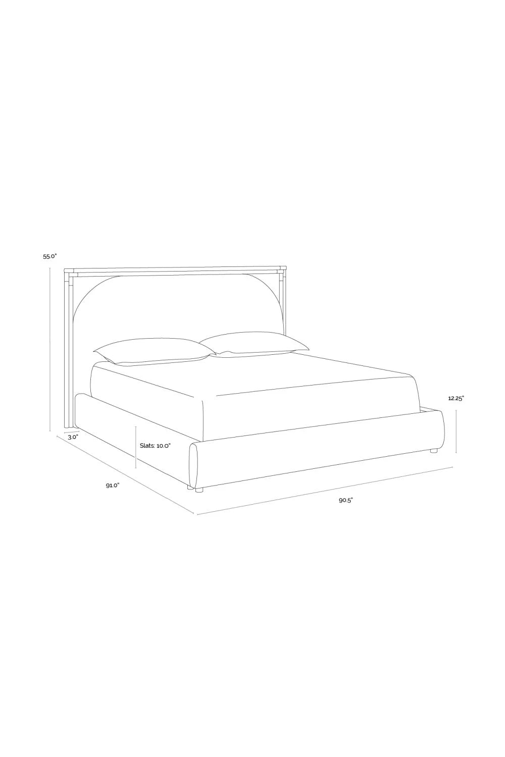 Luxury Modern White Fabric Tubular King Bed European Style for Villa