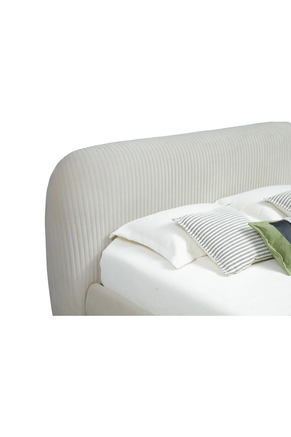 Luxury Modern White Fluted Fabric Bed European Style for Villa