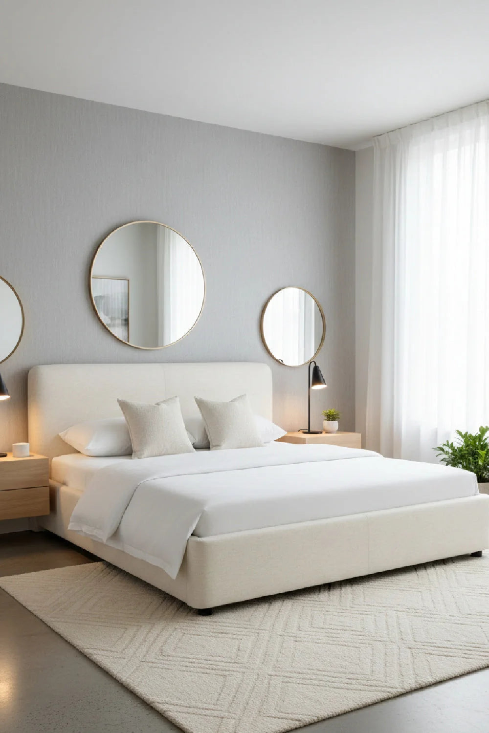 Luxury Modern White Linen Bed European Style for Villa