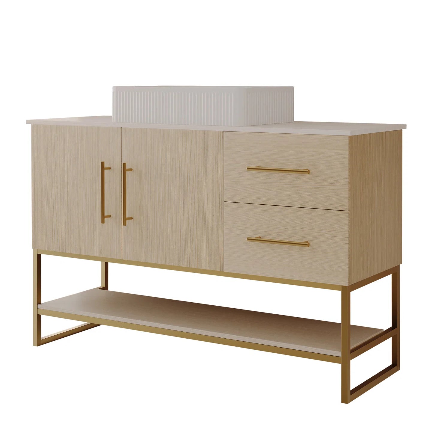 Luxury Modern White Oak Bathroom Vanity European Style for Villa