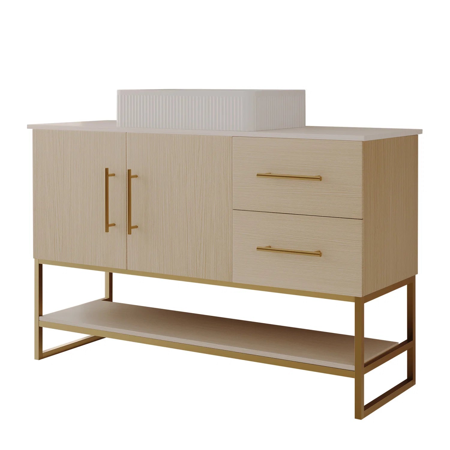 Luxury Modern White Oak Bathroom Vanity European Style for Villa